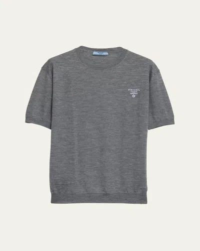 PRADA INTARSIA LOGO CASHMERE SWEATER