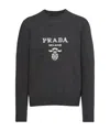 Prada Logo Wool And Cashmere Sweater In Gray