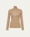 Prada Logo-intarsia Wool Rollneck Jumper In Cammello