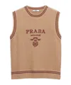 Prada Logo Wool And Cashmere Sweater Vest In Nude
