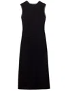 Prada Lace-trimmed Interlock Midi Crepe Dress In Black
