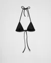 Prada Interlock Fabric Triangle Bikini Top