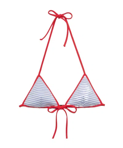 Prada Interlock Jersey Bikini Top In Blue