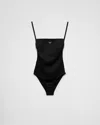 Prada Women's Interlock Knit One-piece Swimsuit In Black