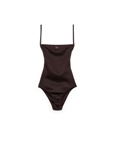 Prada Einteiliger Badeanzug Aus Interlock-strick In Brown