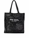 Prada Womens Black Logo-embellished Crochet Viscose Tote Bag In Black