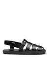 Prada Interwoven Straps Leather Sandals In Black