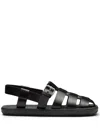 Prada Interwoven Straps Leather Sandals In Schwarz