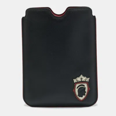 Pre-owned Prada Ipad Case Black/red Saffiano Leather