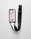 Prada Saffiano Leather Cover For Iphone 15 Pro In Alabaster