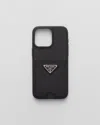 Prada Saffiano Leather Cover For Iphone 15 Pro Max In Black