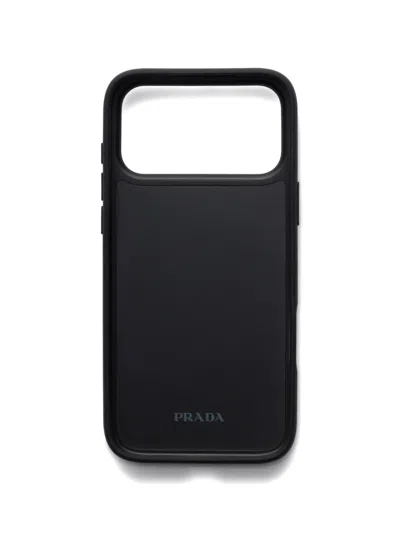 Prada Iphone 17 Pro Max Leather Phone Case In Black