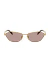 Prada Irregular Sunglasses In Gold