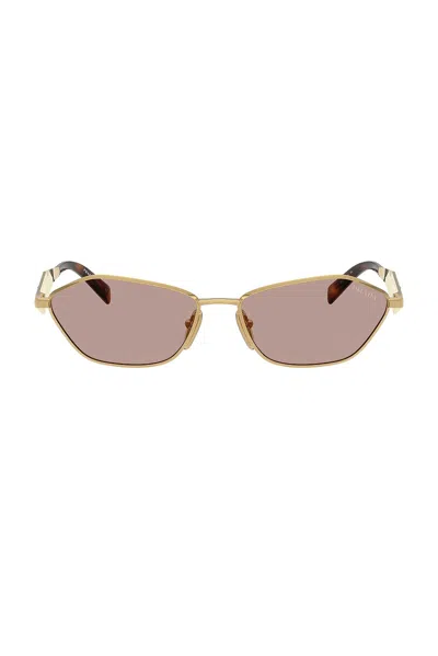Prada Irregular Sunglasses In Gold