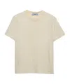 Prada Womens Yellow Logo-embroidered Slim-fit Stretch-cotton T-shirt In Vanilla