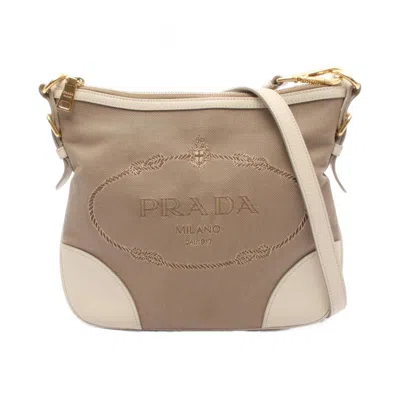 Pre-owned Prada Ivory Canvas Leather Shoulder Bag () In Multi