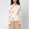 PRADA IVORY CARDIGAN WITH FLORAL PRINT