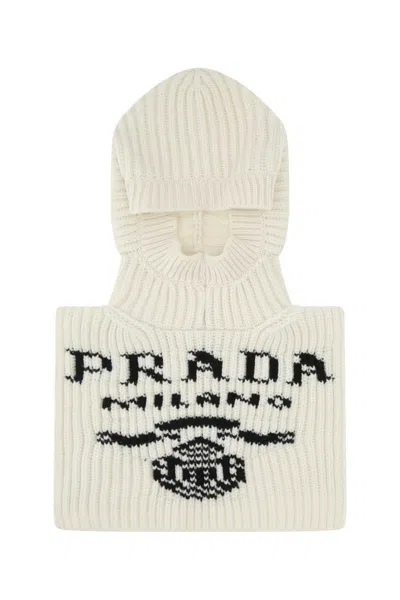 PRADA PRADA IVORY CASHMERE BALACLAVA