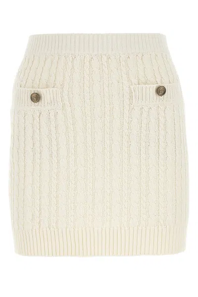PRADA IVORY COTTON BLEND MINI SKIRT