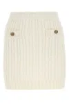 Prada Mini Skirt With Elastic Waist And Decorative Buttons