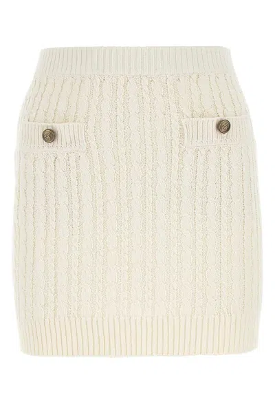PRADA PRADA IVORY COTTON BLEND MINI SKIRT