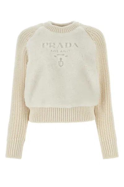 PRADA IVORY CREW-NECK SWEATER