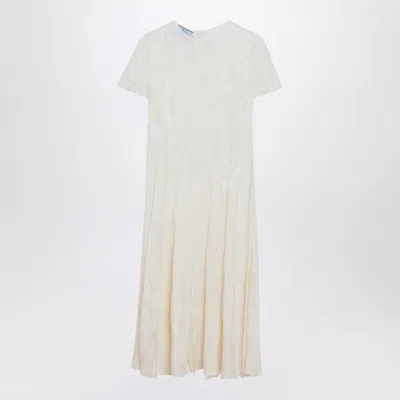 Prada Ivory Dress In Damask Silk Blend In White