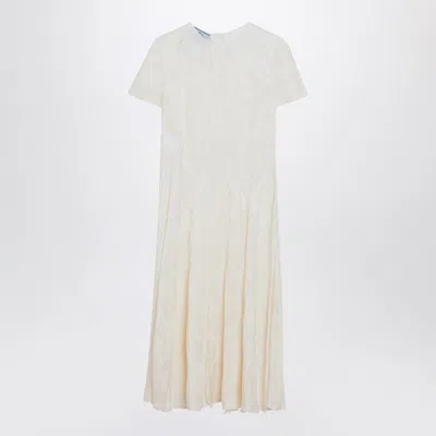 PRADA PRADA  IVORY DRESS IN DAMASK SILK BLEND