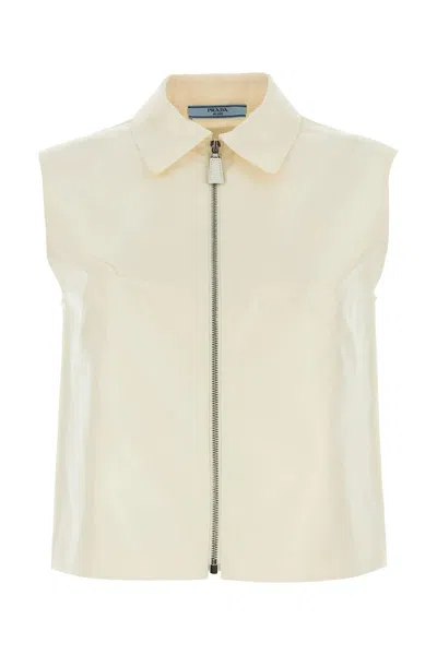 PRADA PRADA IVORY FAILLE TOP