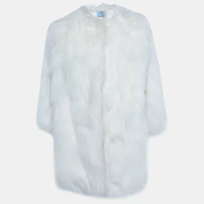 Pre-owned Prada Ivory Faux Fur Short Coat S
