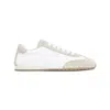 Prada Ivory And Beige Calf Leather Sneakers In Red