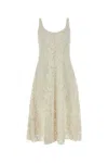 Prada Lace Overlay A-line Silhouette Midi Dress In White