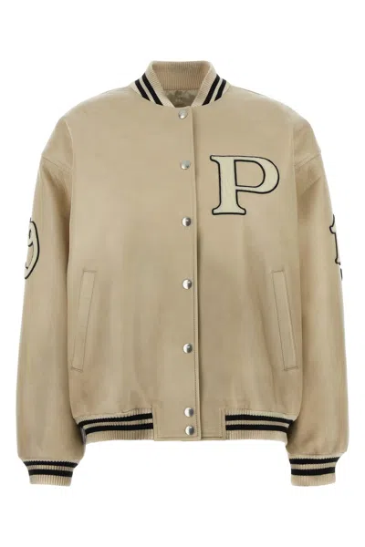 PRADA IVORY LEATHER BOMBER JACKET