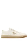 Prada Ivory Nappa Leather Downtown Sneakers In Avorio