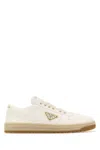 Prada Ivory Nappa Leather Downtown Sneakers In White