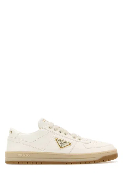 PRADA IVORY LEATHER DOWNTOWN SNEAKERS