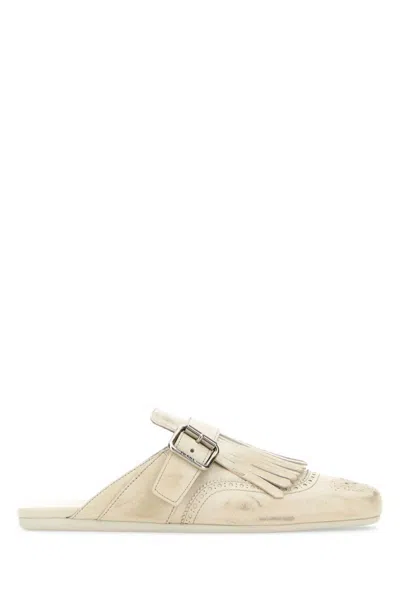 PRADA IVORY LEATHER SHUFFLE SLIPPERS
