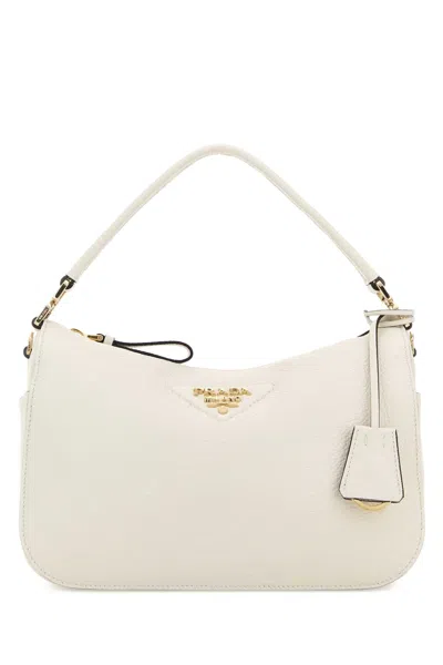 Prada Ivory Leather Small Handbag In Neutral