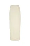 Prada Linen Skirt With Elastic Waistband And Front Slit