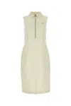 Prada Half-zip Silk-blend Midi Dress In White