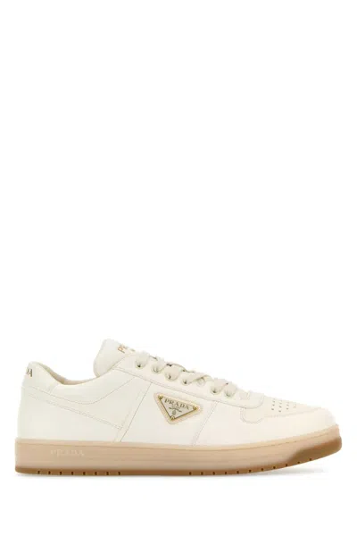 PRADA MEN IVORY NAPPA LEATHER DOWNTOWN SNEAKERS, 9 LUXURY SNEAKERS FOR MEN DARVEYS