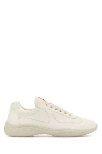 Prada Ivory Nappa Leather Sneakers