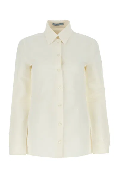 Prada Ivory Paper And Viscose Shirt In White