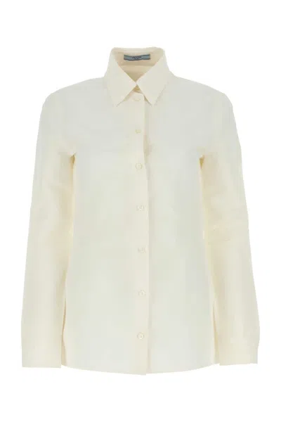 PRADA PRADA IVORY PAPER AND VISCOSE SHIRT