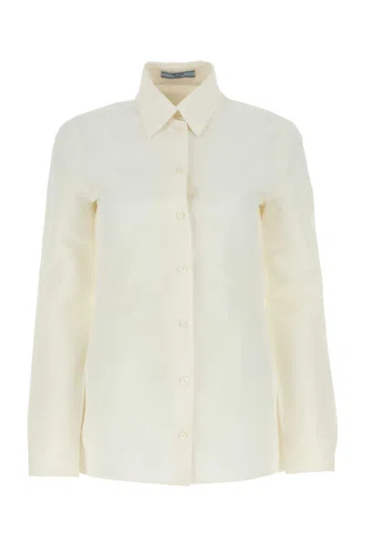PRADA IVORY PAPER AND VISCOSE SHIRT