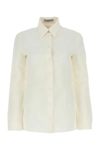 PRADA IVORY PAPER AND VISCOSE SHIRT