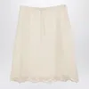 Prada Ivory Silk Skirt In White