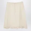 Prada Ivory Silk Skirt In White