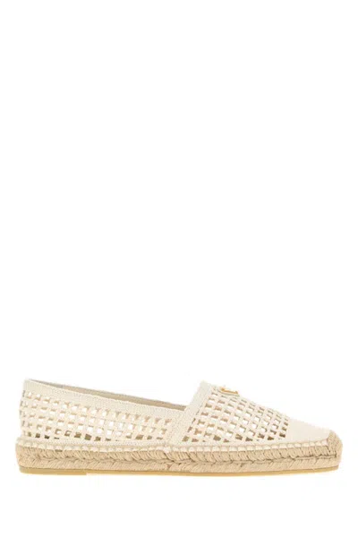 PRADA WOMEN IVORY SLIP ON ESPADRILLES, 5.5 LUXURY ESPADRILLES FOR WOMEN DARVEYS