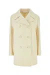 Prada Ivory Wool Blend Coat In Yellow